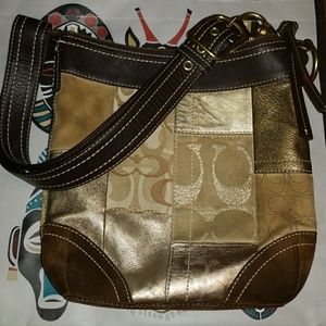 Coach Multipattern Leather Strap Shoulder Bag